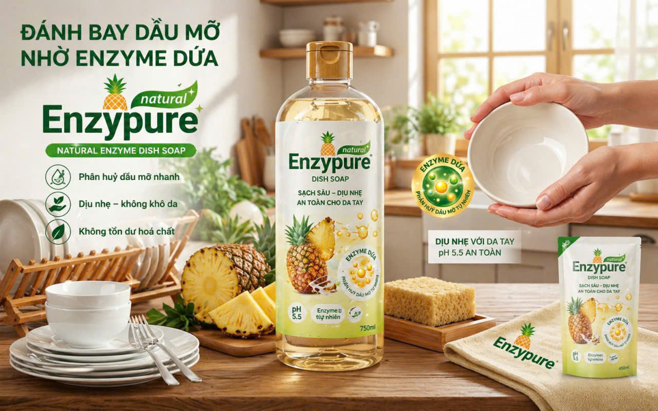 Sản phẩm có chứa 15% dịch enzyme dứa tươi