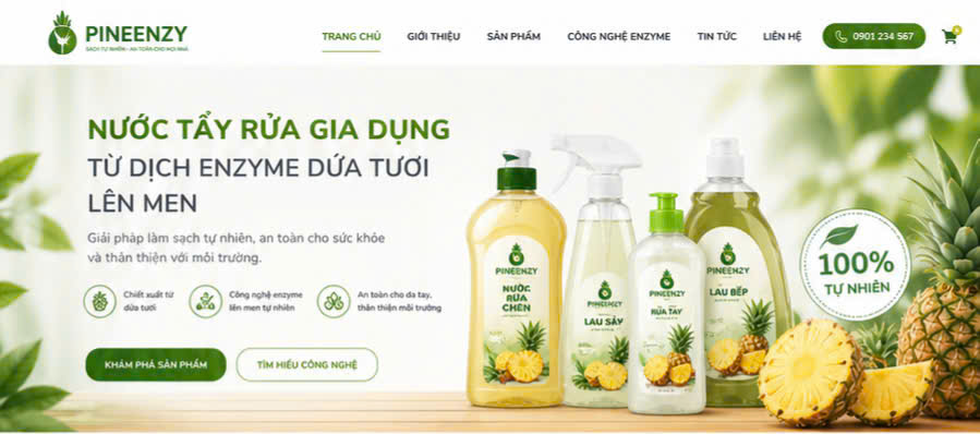 Nước rửa chén 15% Enzyme dứa tươi- in mục SP